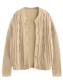 トップス ladylike knit cardigan LILLUSORY Women's Cardigan Sweaters Cable Knit Crochet